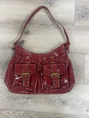 Women's Red Leather Shoulder Bag